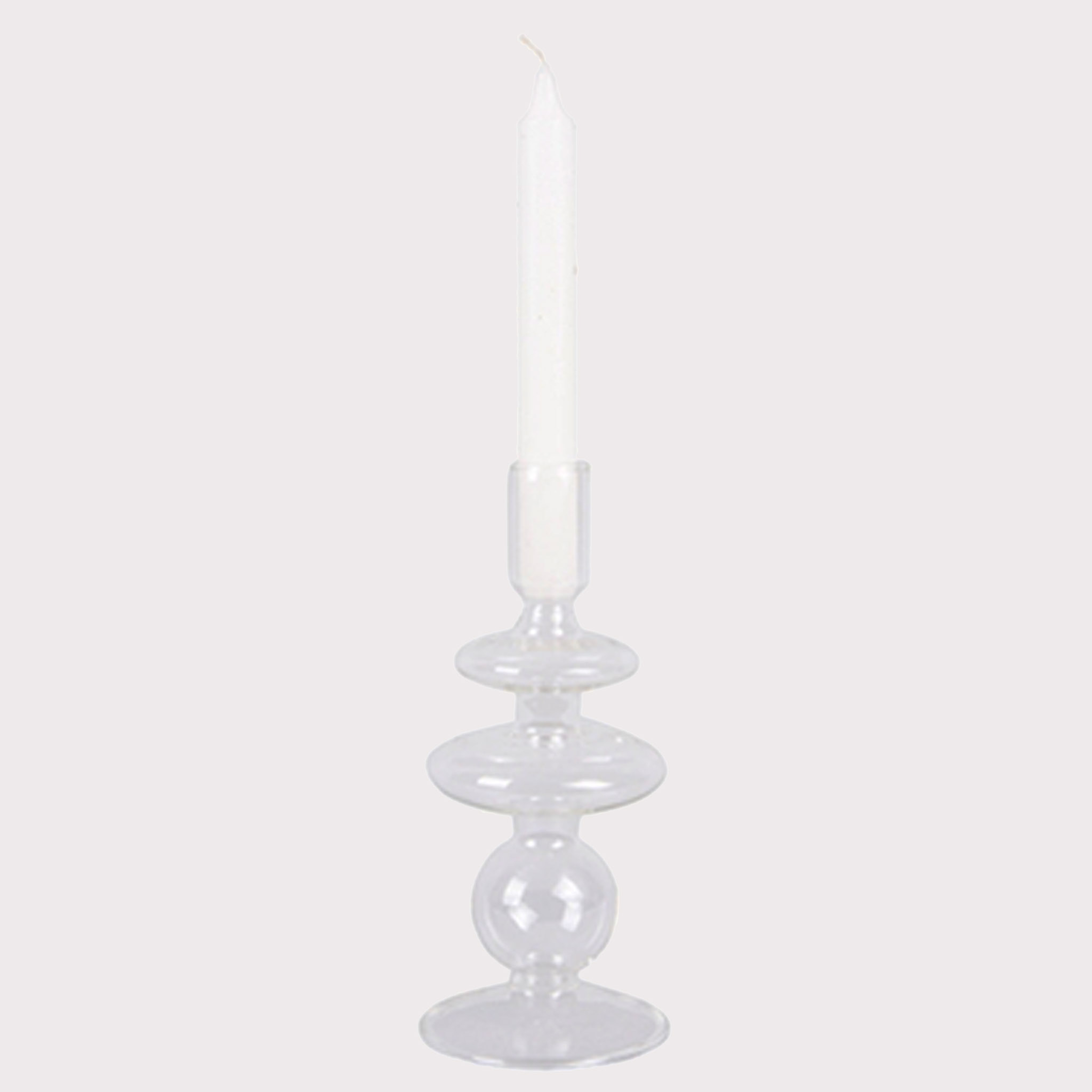 Present Time Glass Candle Holder 'Rings' - Clear