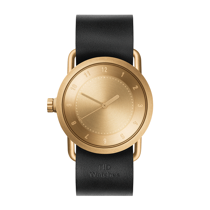 TID Watches No.1 36mm Gold and Black Leather Wristband Watch