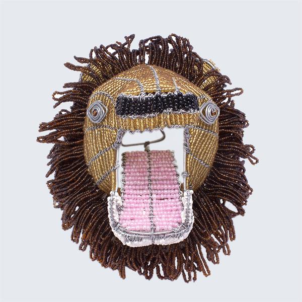 Zimbabwean Medium Beaded Wall Head Decoration Lion