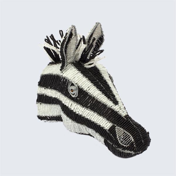 Zimbabwean Medium Beaded Wall Head Decoration Zebra