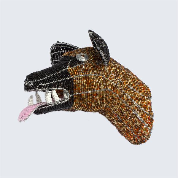 Zimbabwean Medium Beaded Wall Head Decoration Hyena