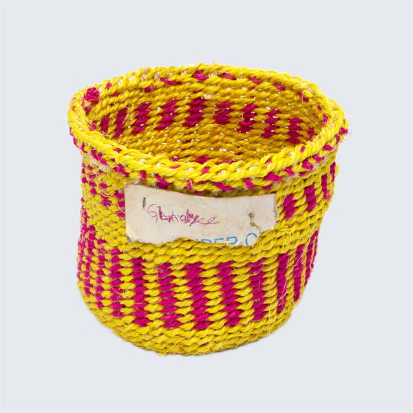 Kenyan Sisal Basket Gladyce Bright Yellow And Pink