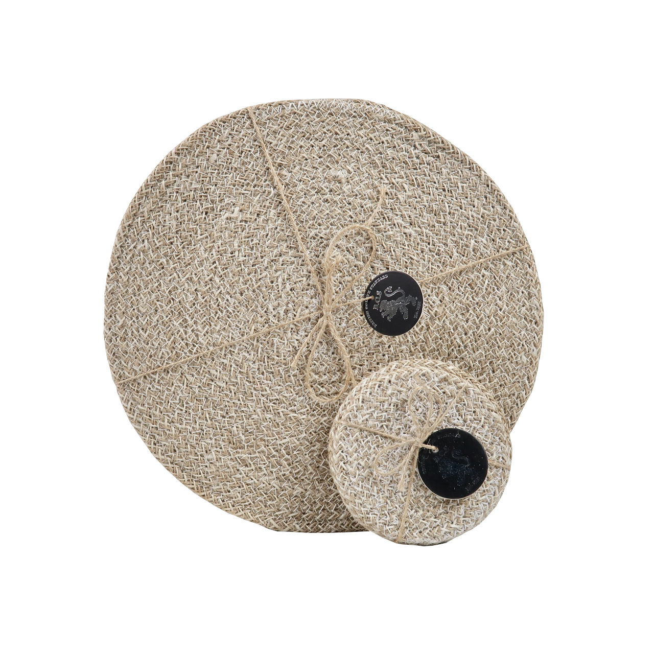 British Colour Standard Set of 4 Pearl White Woven Jute Coasters and Place Mats 