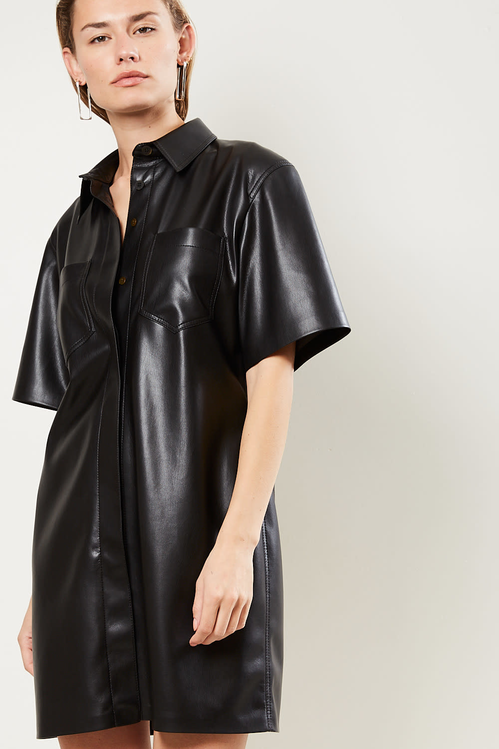 Trouva: Nanushka Berto Vegan Leather Shirt Dress