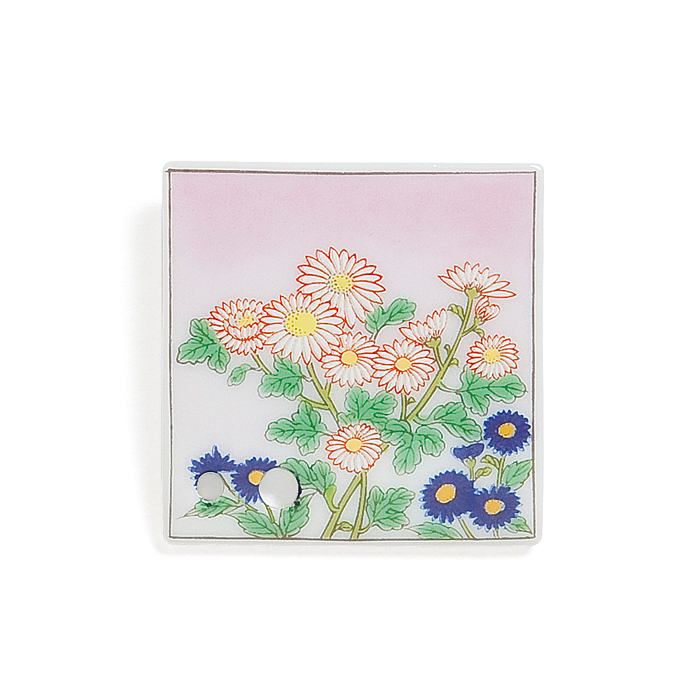 Shoyeido Decorative Porcelain Incense Holder with Small Chrysanthemum/Shigure Painting