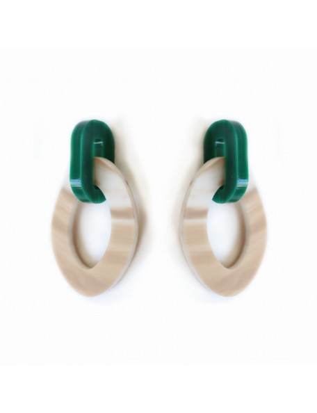 sept cinq Green and Latte Rainbow Earrings