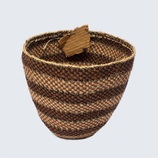 Kenyan Traditional Sisal Basket White And Black Bands