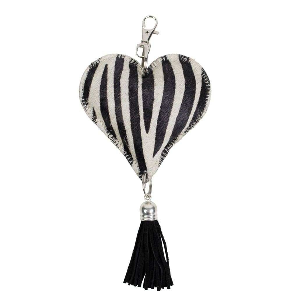 Zebra Heart Keychain
