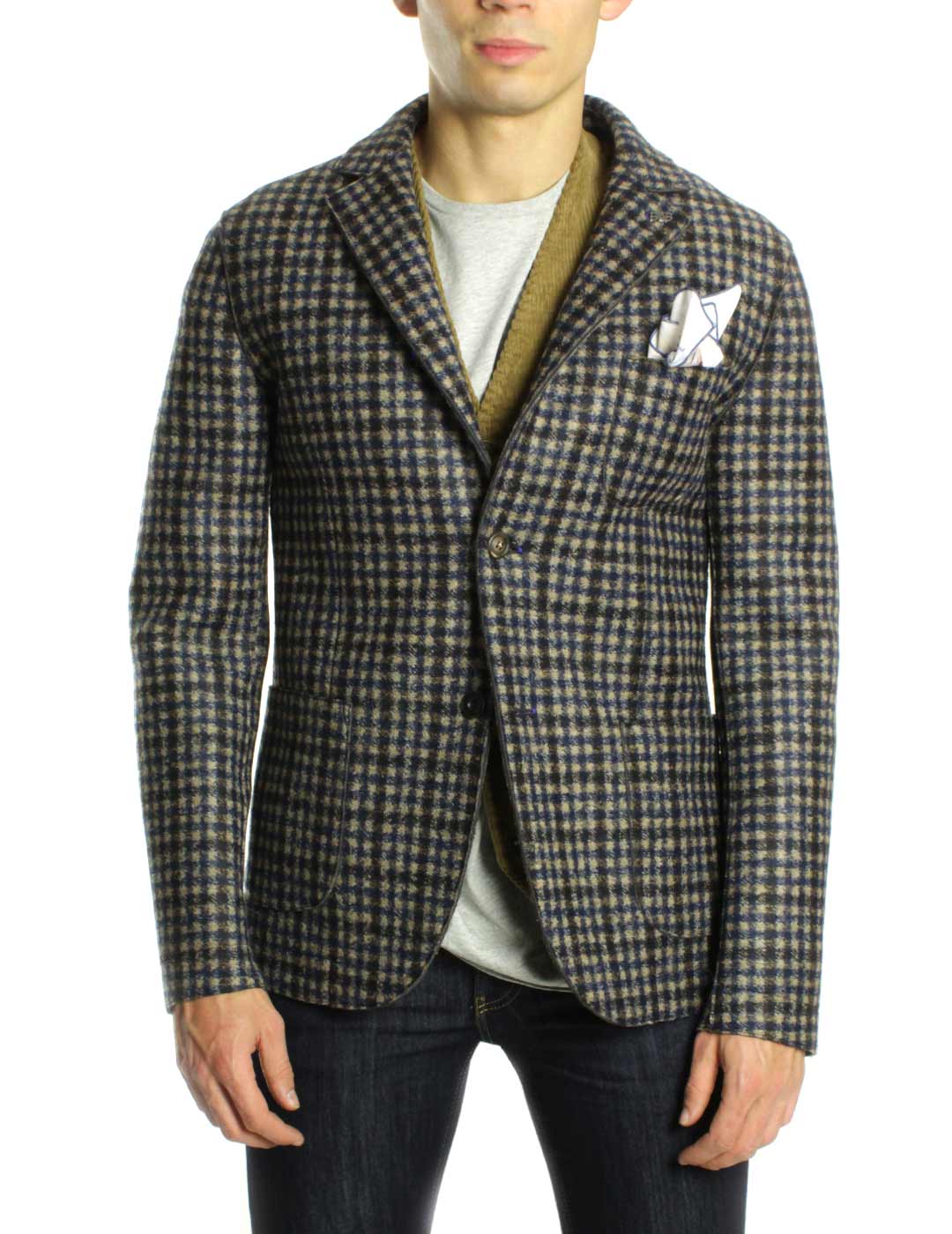 Chalk245 Brown Neoprene Check Jacket