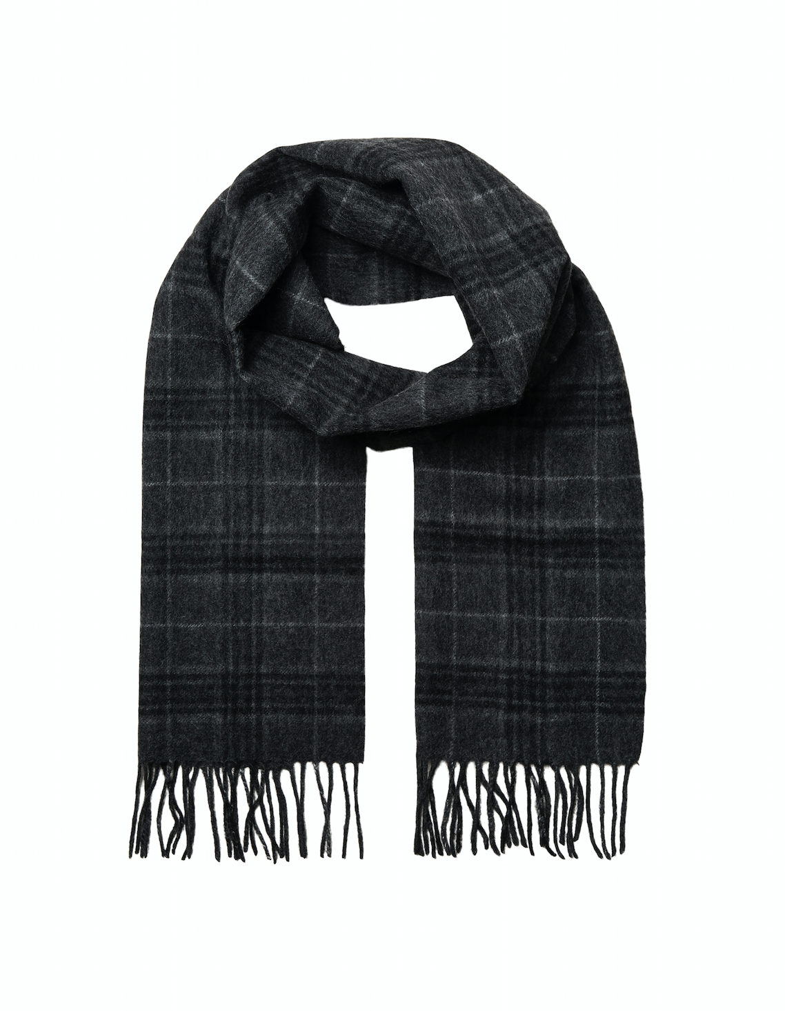 Selected Homme Grey Melange Tope Wool Checked Scarf 