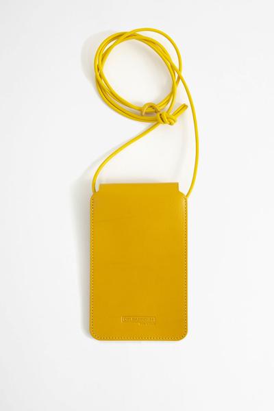 Mustard Leather Phone Pouch