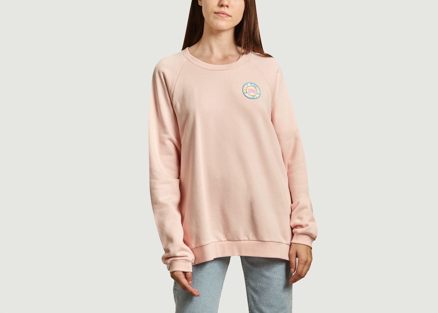 Etre Cecile Pale Pink Raglan Sweatshirt With Chez Cecile Club Badge