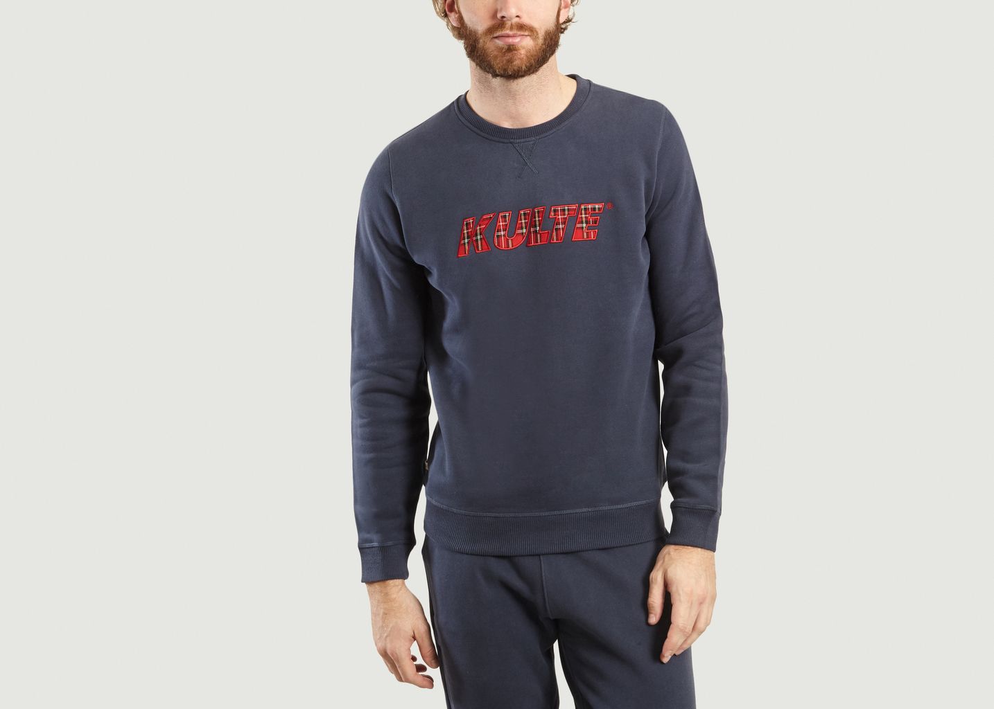 Kulte Navy Blue Tartan Logo Sweatshirt