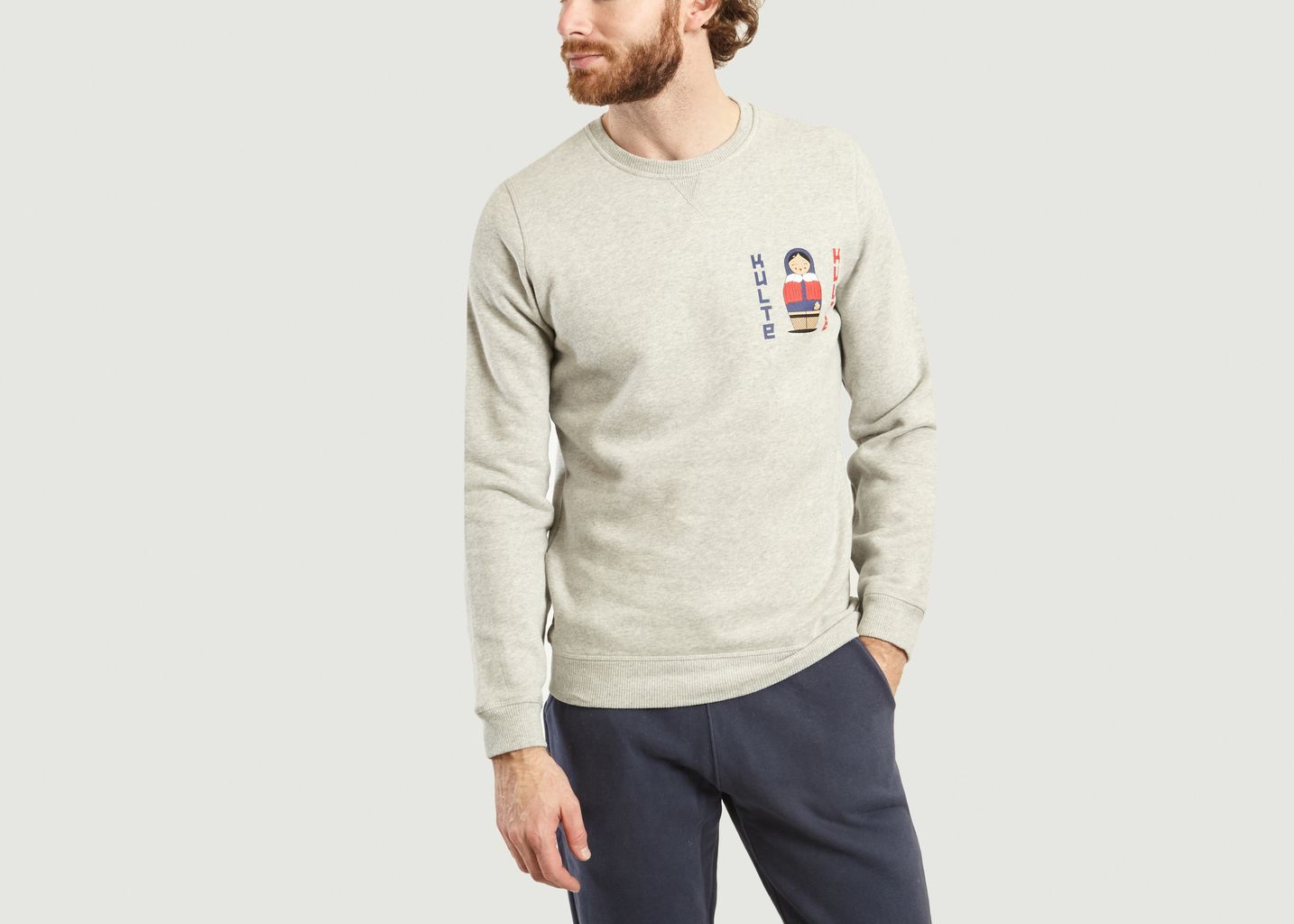 Kulte Heather Grey Russia Printed Sweatshirt