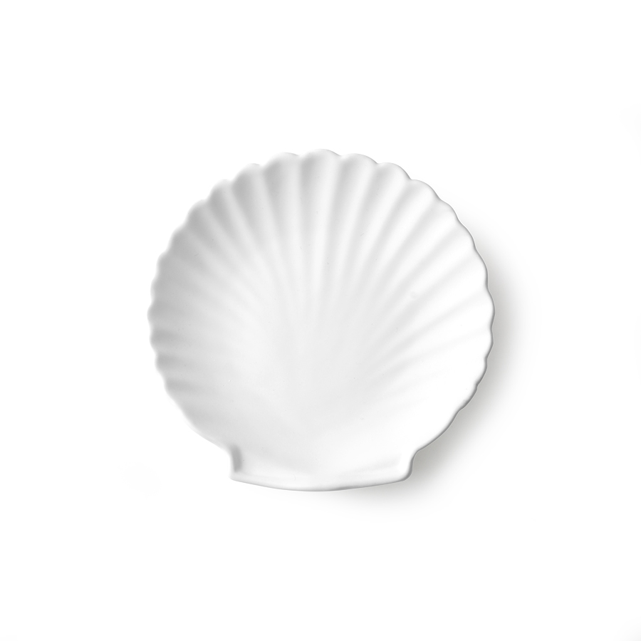 HK Living Set of 2 White Matt M Athena Ceramics Shell Tray