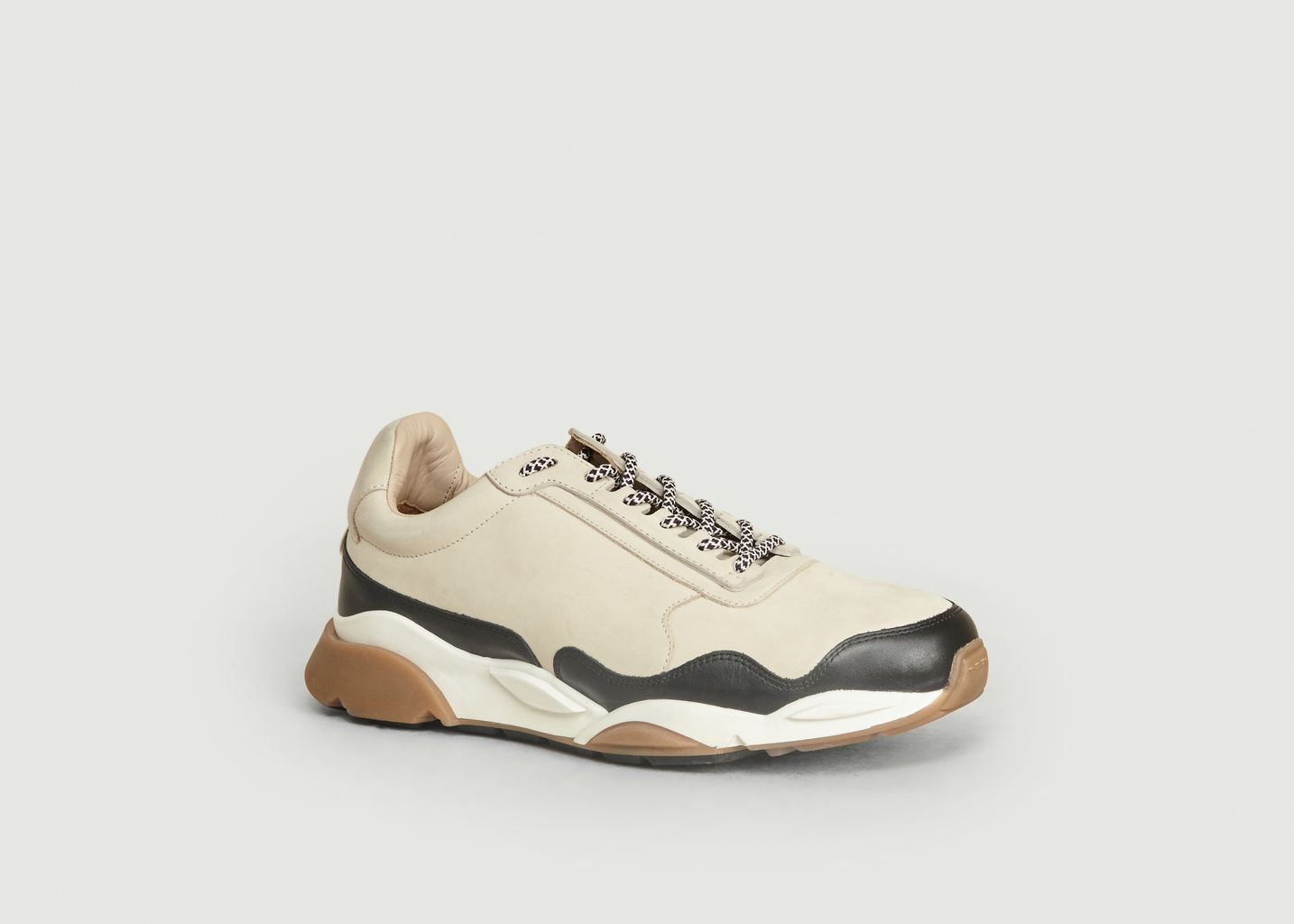 Zespa Beige and Black ZSP 7 Bicolor Nubuck Sneakers