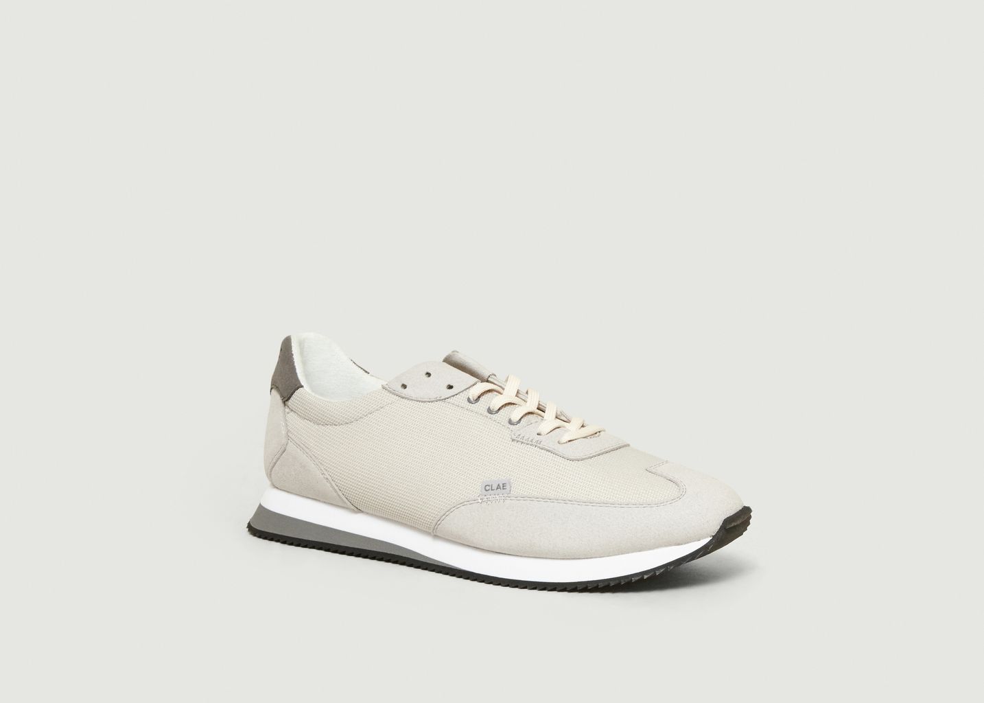 Clae Grey and Beige Runyon Recycled Mesh And Vegan Leather Sneakers