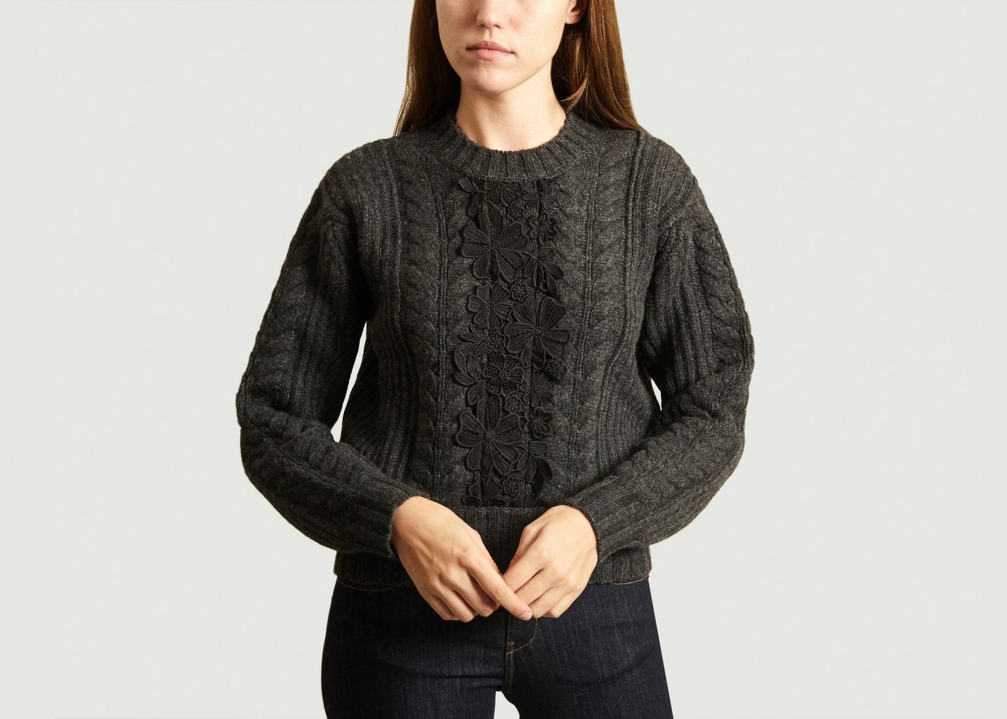 See by Chloe Onyx Black Lace Cable Knit Jumper