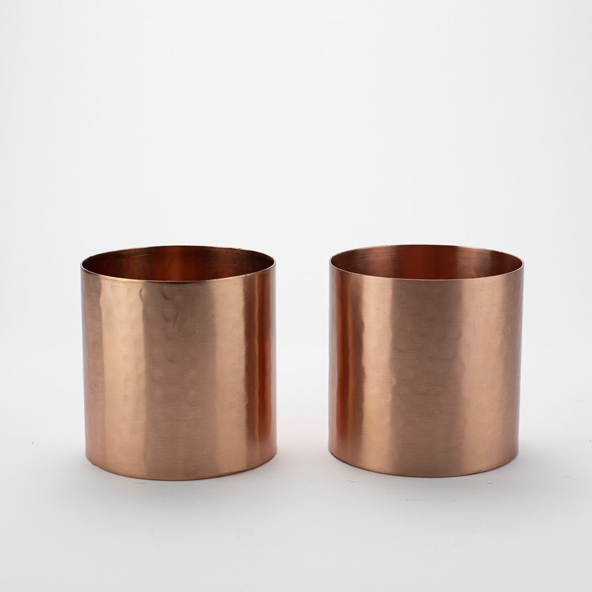 Dekocandle Set of 2 Small Hammered T-light Holders Copper