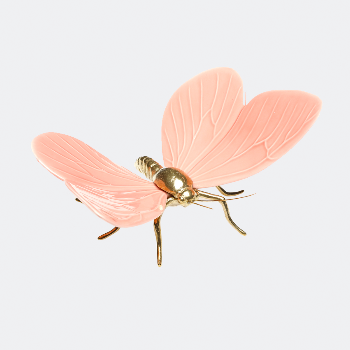 Laboratorio D’Estorias Light Pink Glazed Ceramic Butterfly With Brass Legs