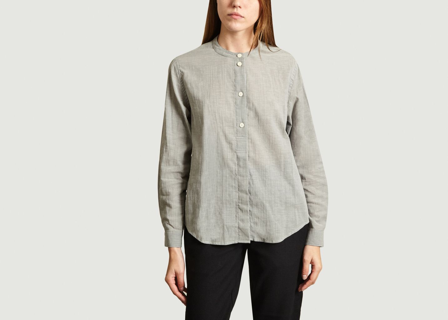 Folk Light Grey Grandad Blouse