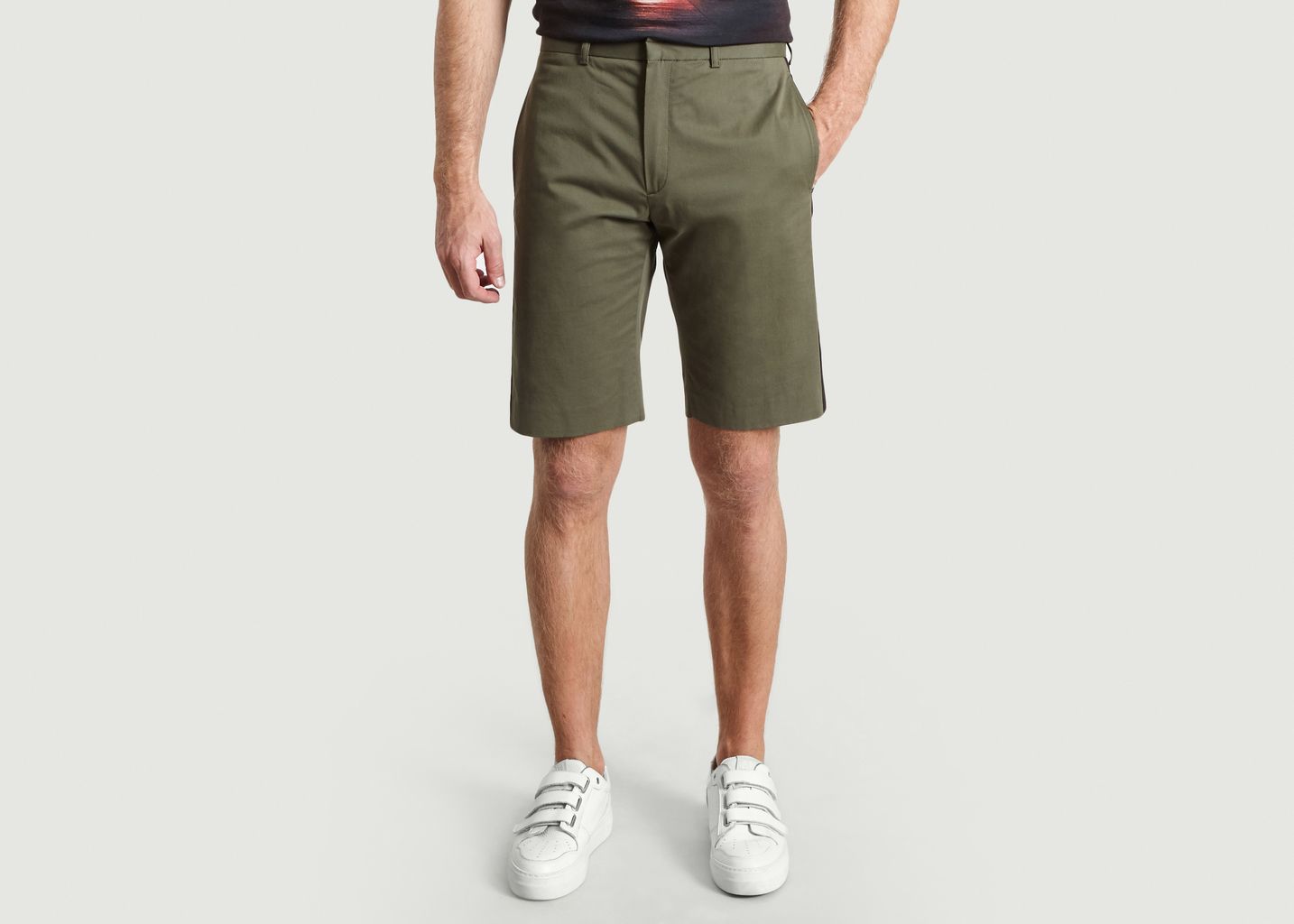 M.X MAXIME SIMOËNS Khaki Green Contrast Striped Shorts