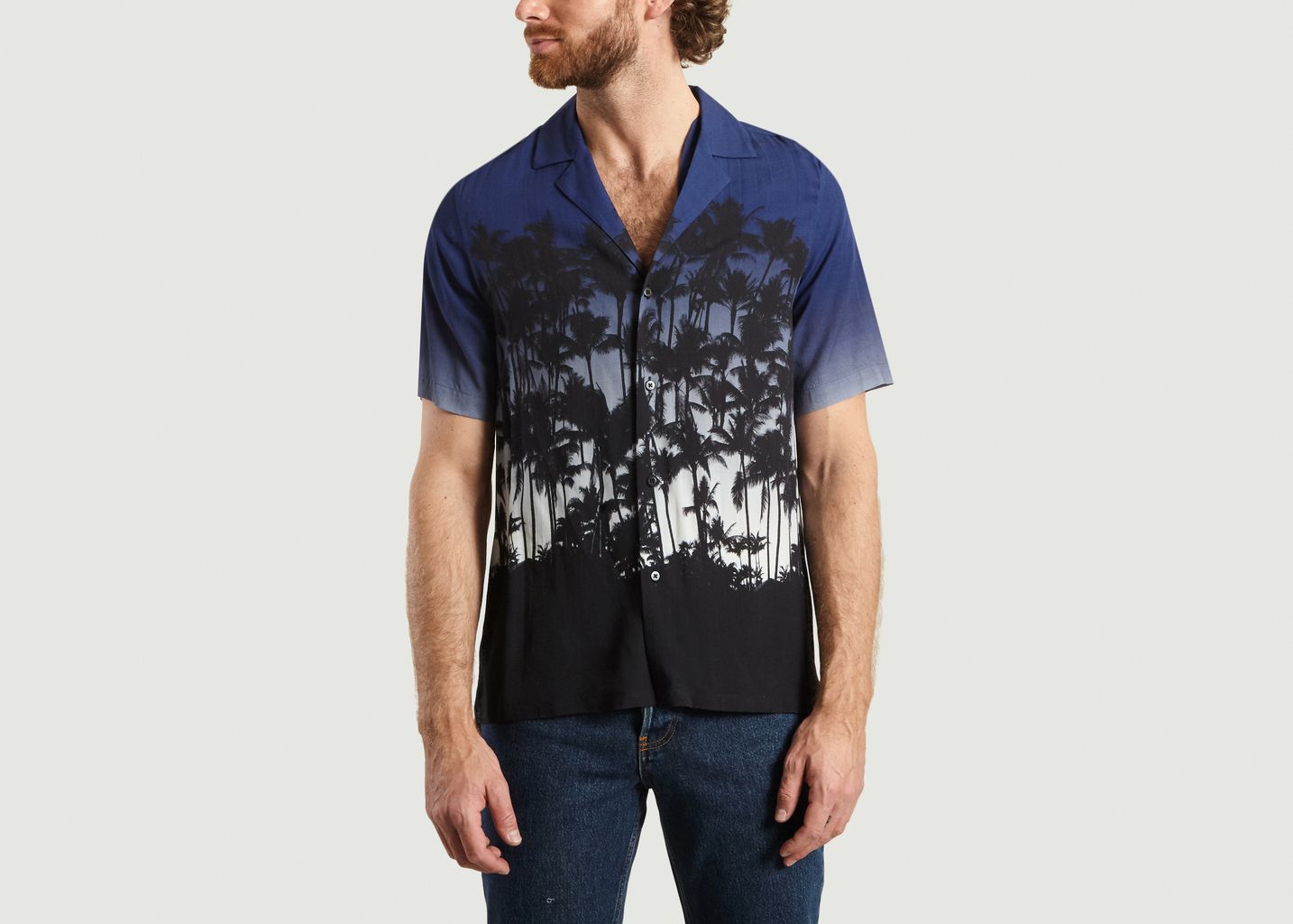 M.X MAXIME SIMOËNS Blue Palm Beach Shirt