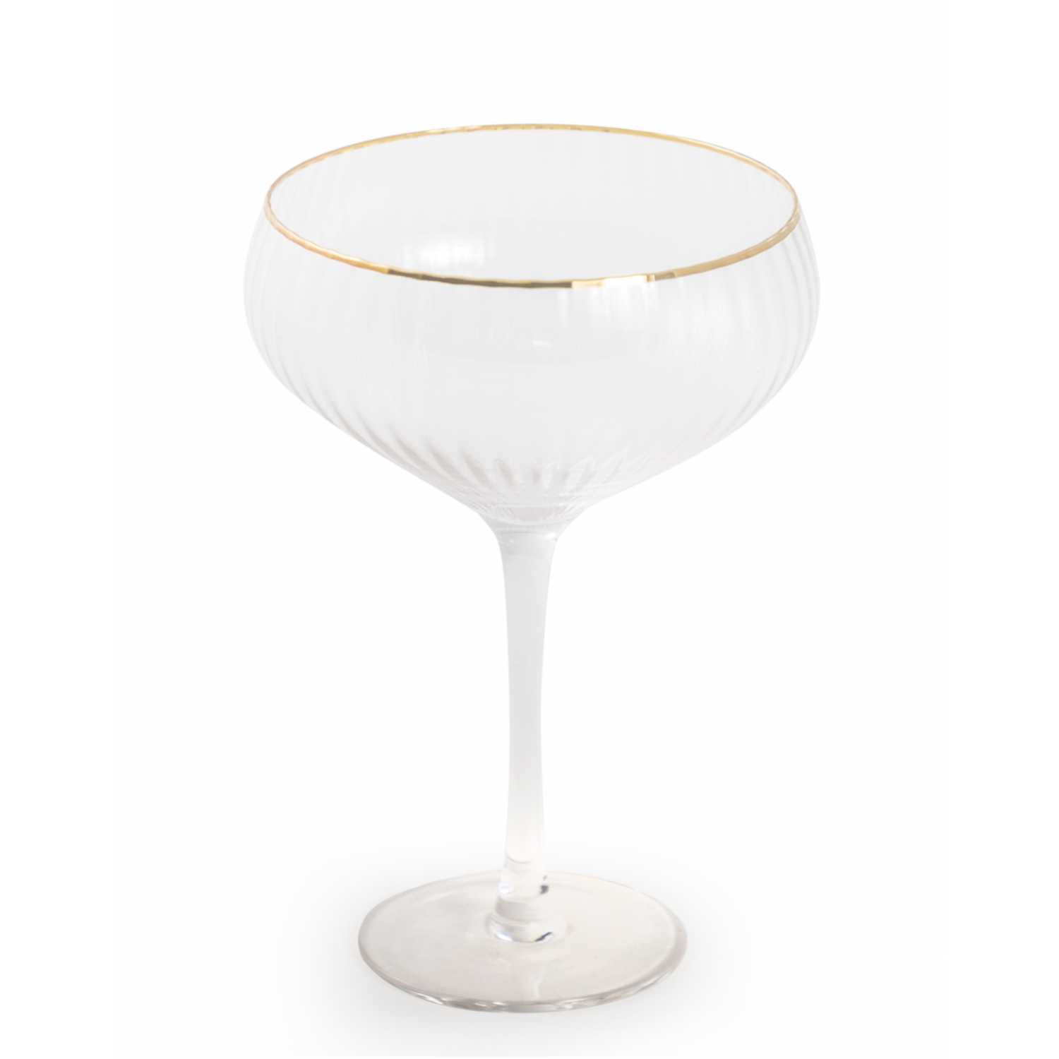 &Quirky Set of 2 Traditional Coupe Champagne Glasses With Gold Rim