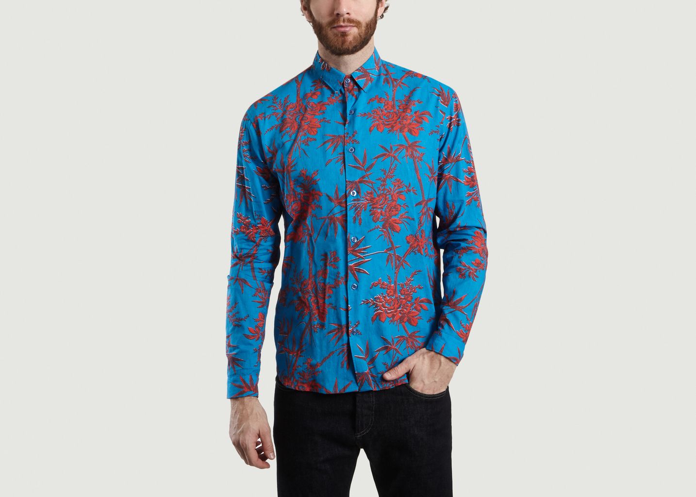 Essentiel Antwerp Blue and Red Monroe Printed Shirt