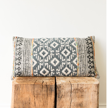 The Painted Bird Hand Block Printed Cushion With Embroidered Details