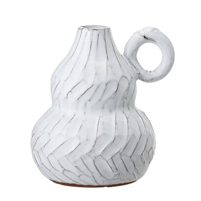 Bloomingville White Glazed Terracotta Deco Vase