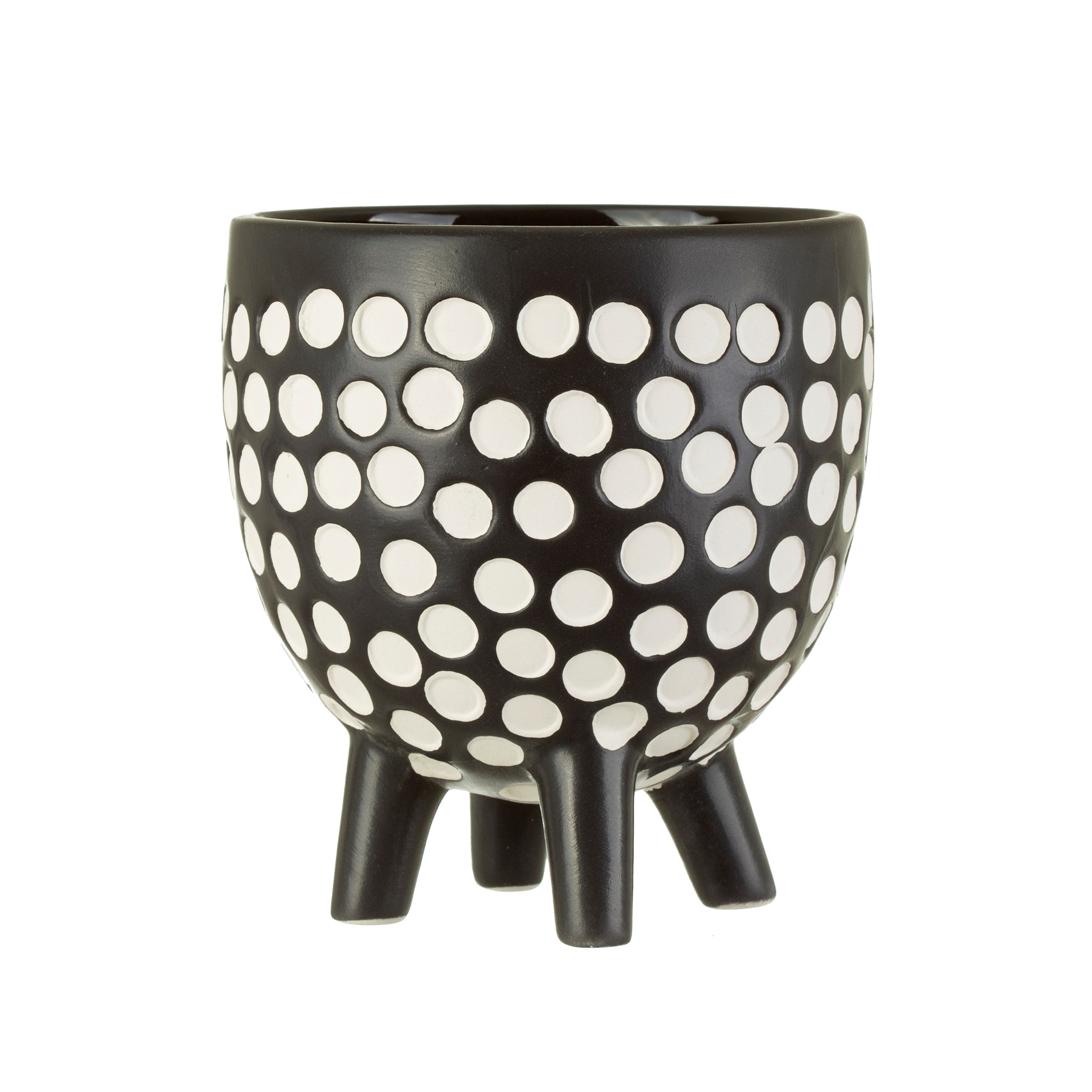 black and white spotted plant pot