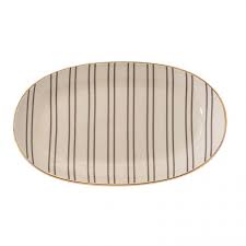 Bloomingville Oval Gold Striped Plate