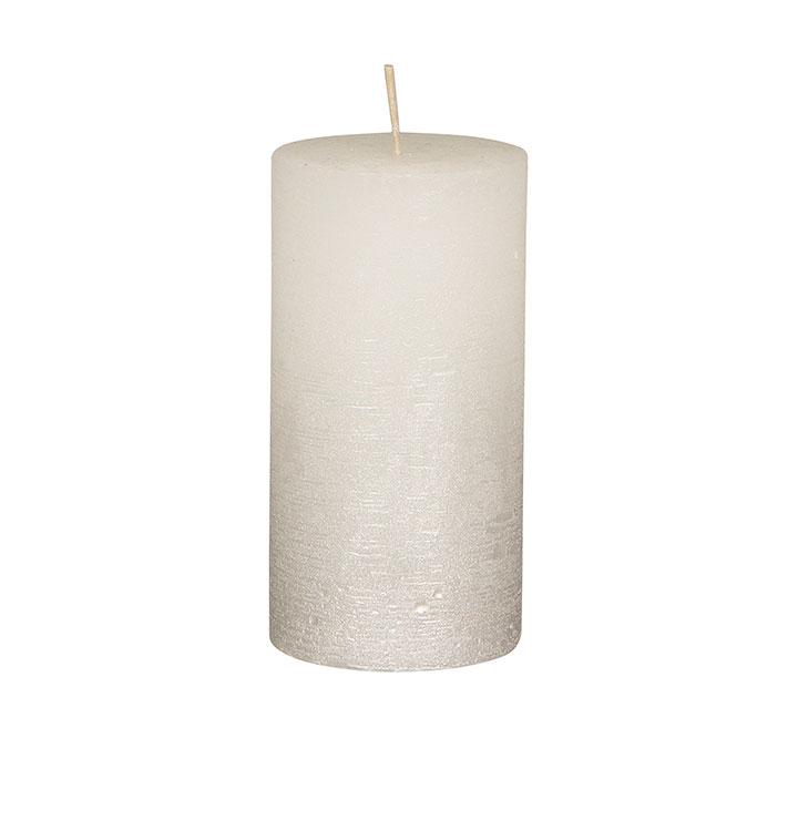 Broste Copenhagen White Pillar Candle Spray Rustic With Silver O 7 X H 13 5 Cm