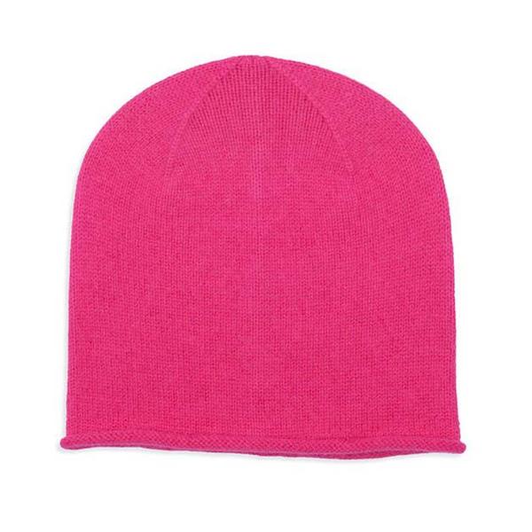 Cashmere Plain Knit Hat Neon Pink