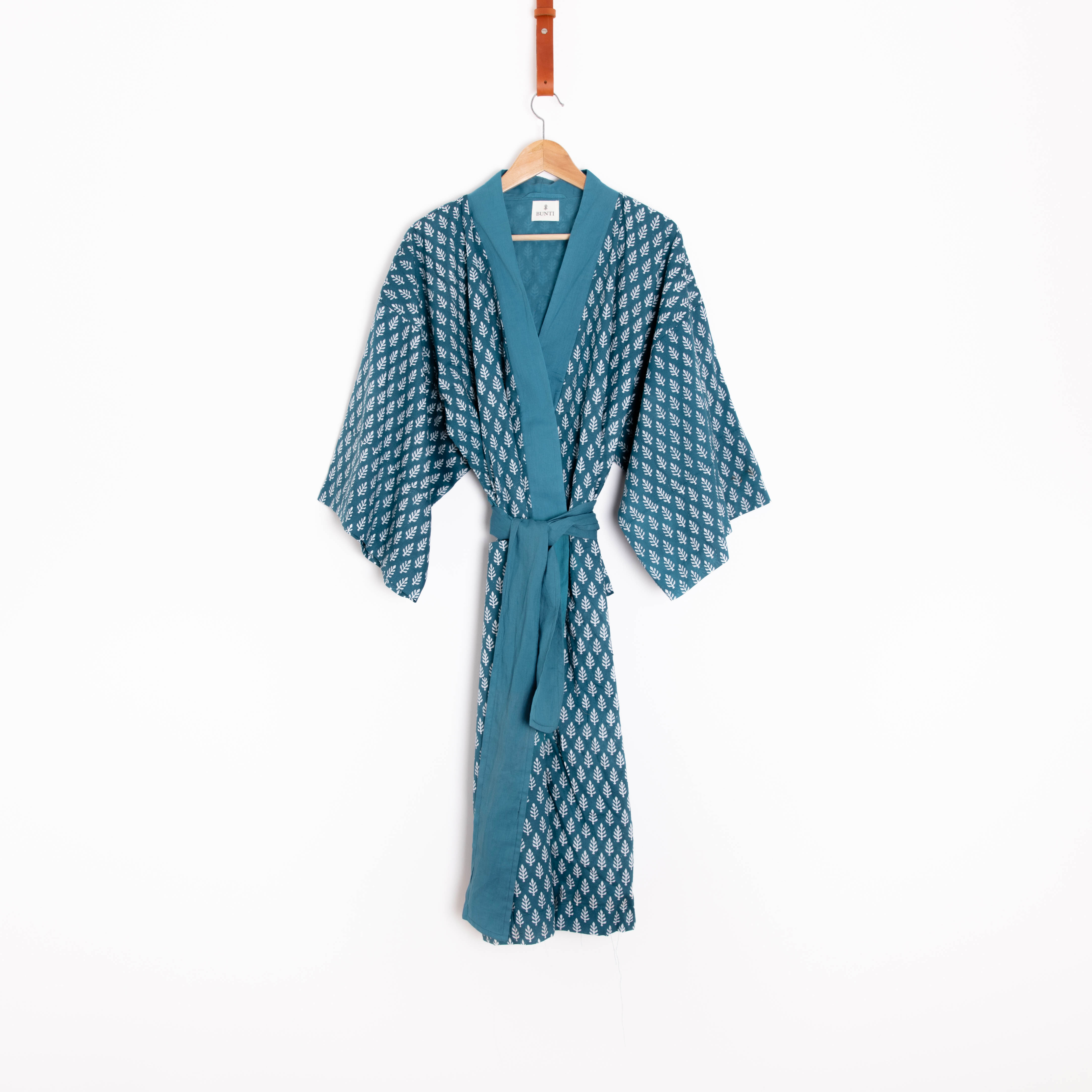Bunti Hand Block Printed Kimono Dressing Gown Robe - Tanvi