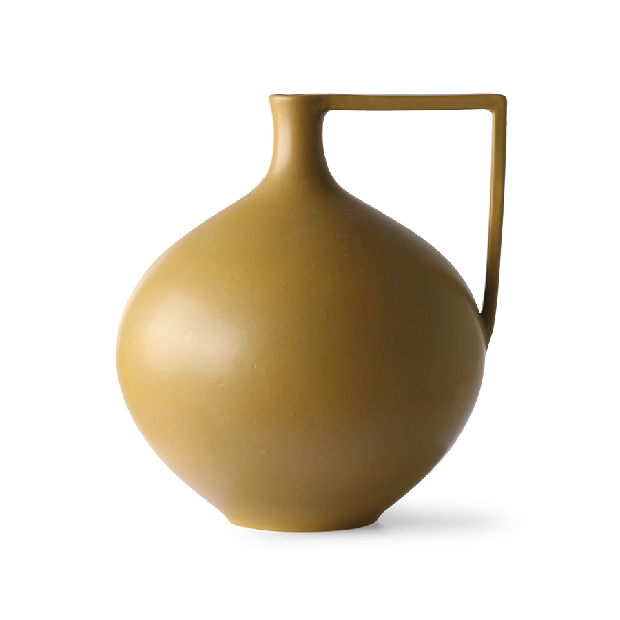HK Living Vase with Handle 26x23x26.5cm in Ochre Ceramic
