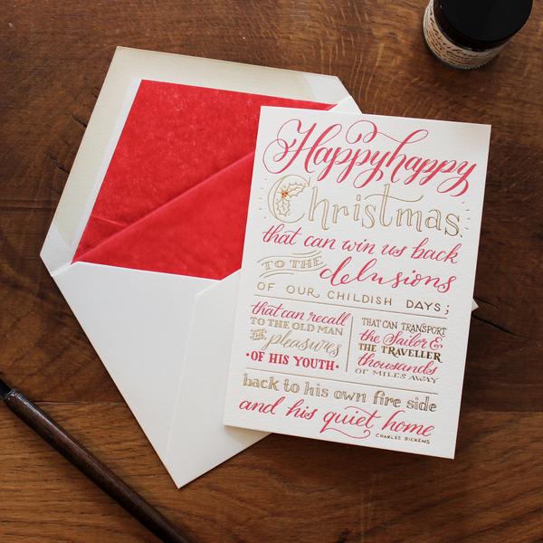 Meticulous Ink Happy Happy Christmas Letterpress Christmas Card 
