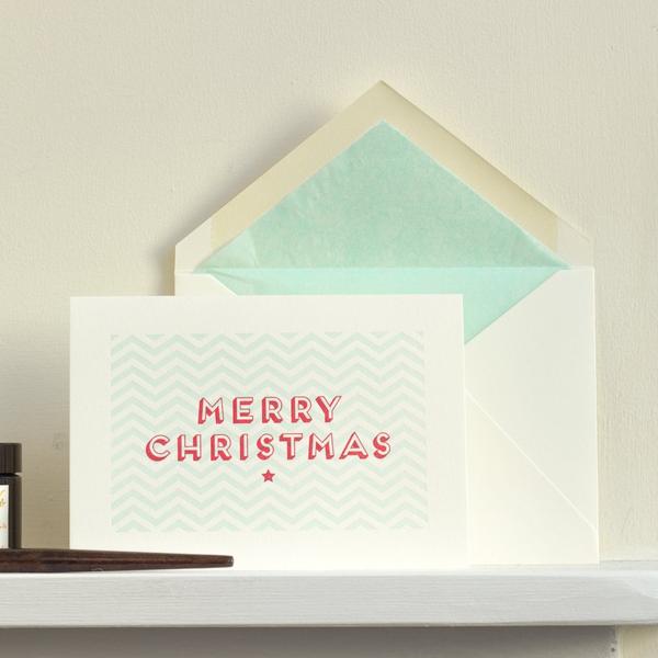 Meticulous Ink Merry Christmas Chevron Letterpress Christmas Card - Box Set
