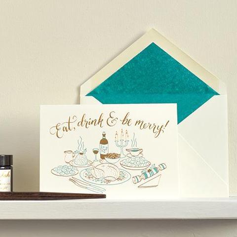 Meticulous Ink Eat Drink And Be Merry Letterpress Christmas Card