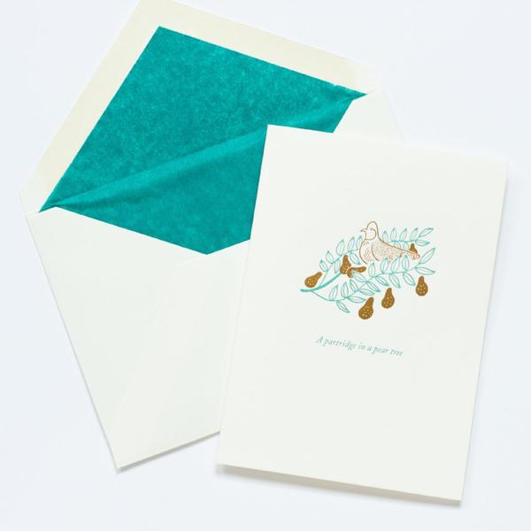 Meticulous Ink Partridge In A Pear Tree Letterpress Christmas Card
