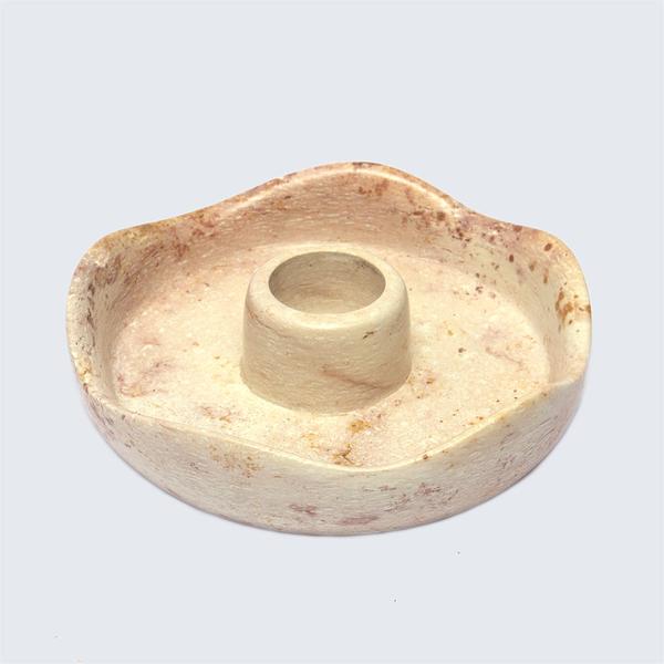 Kenyan Soapstone Candle Holder 'Marbled Pink&#x27