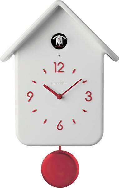 Cuckoo Clock Battery Operated - White With Red