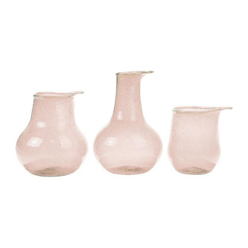 HK Living Trio of Recycled Blush Glass Vessels