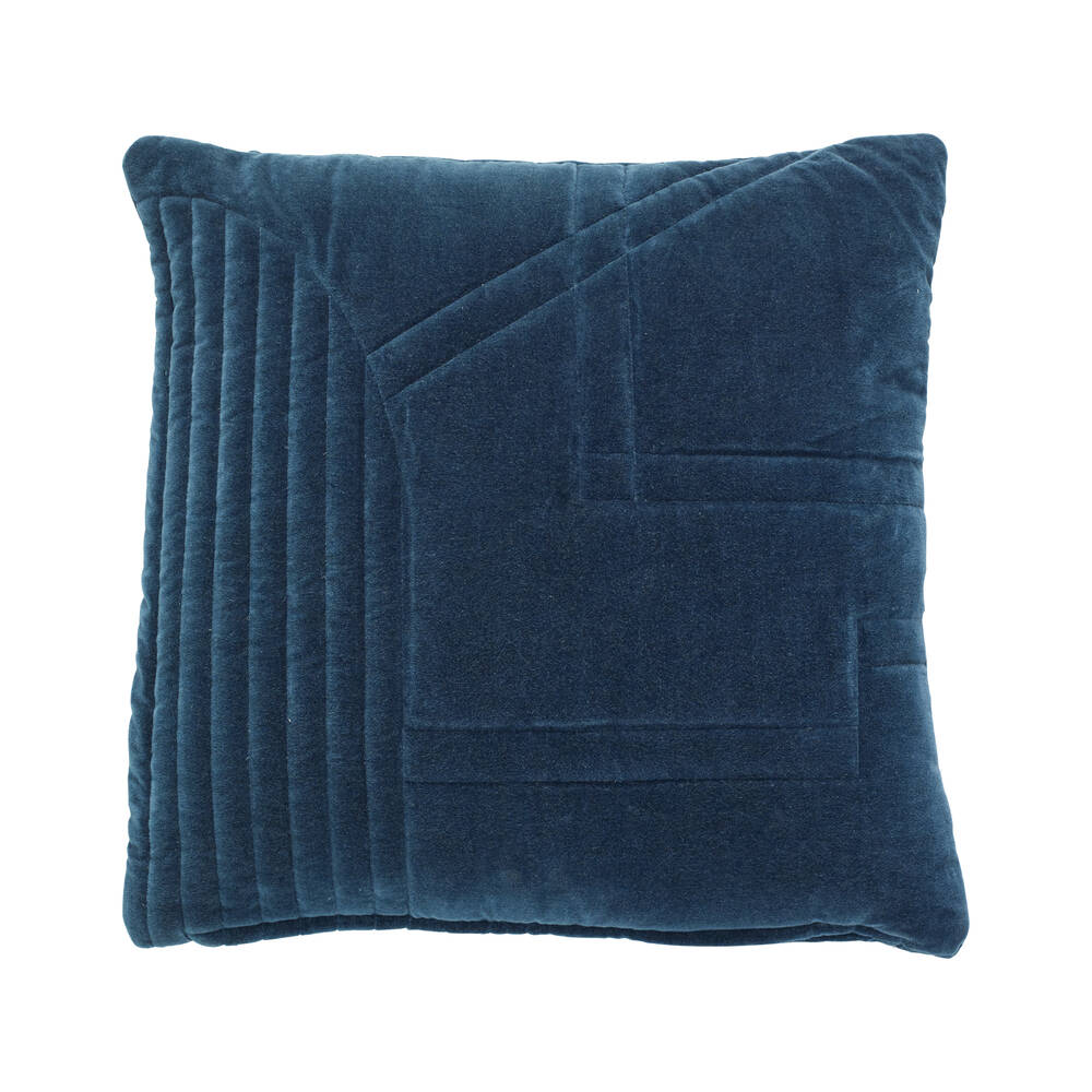 Hubsch Cushion Velour, blue, 50x50 cm