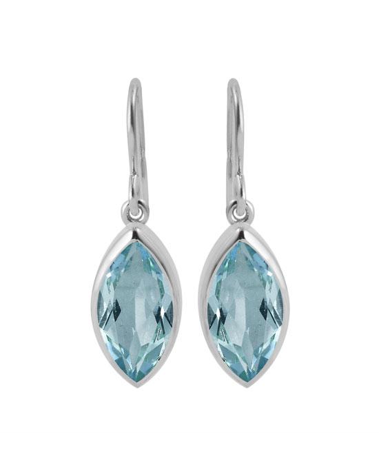 Pomegranate Marquise Earrings Silver Blue Topaz