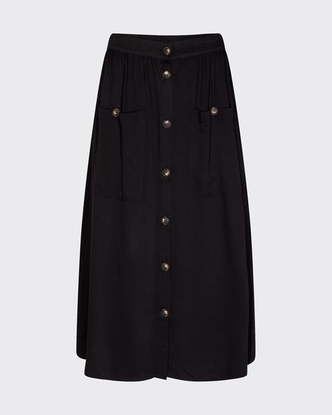 Kaysli Midi Skirt Black With Buttons