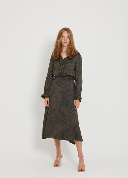 A Line Brown Snake Print Skirt