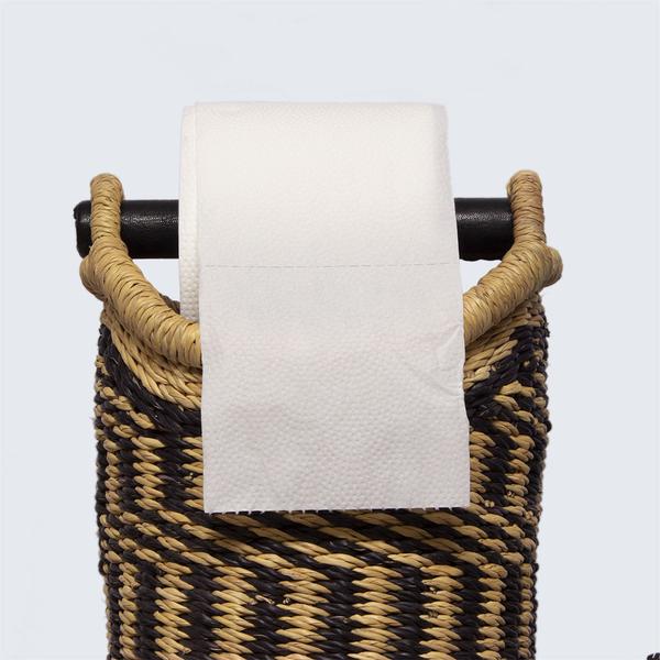 Ghanaian Hand Woven Tubular Toilet Roll Holder Zig Zag