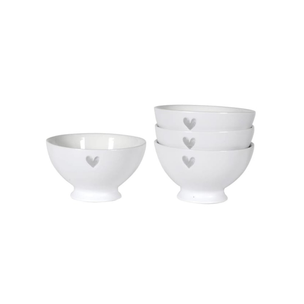 Scottie & Russell White Bowl with Grey Heart